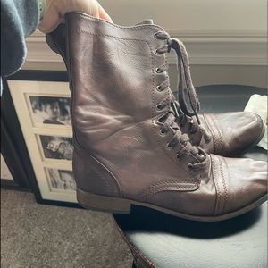 brown worn combat boots (taller)